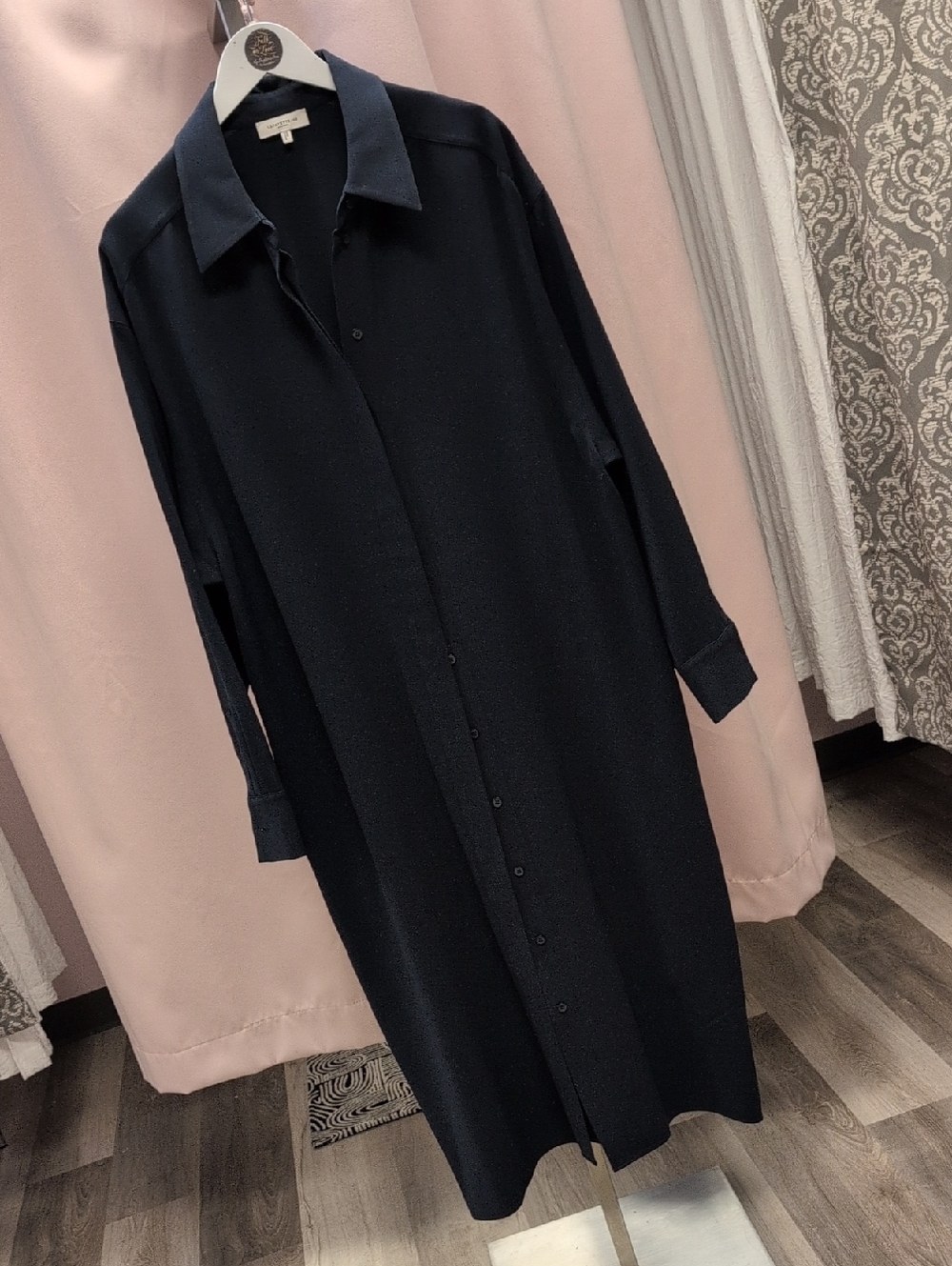 Lafayette 148 New York Navy Long Shirt Dress/Coat